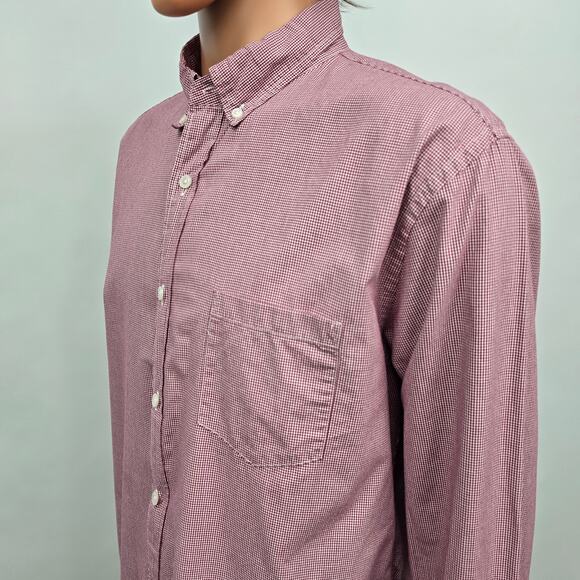 J. Crew Shirt Men XL Micro / Mini Red Gingham Check Long Sleeve Button down - Picture 7 of 13